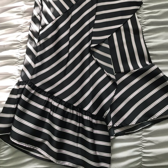 Asymmetrical striped skirt-Navy & Lavender stripe - Picture 2 of 4